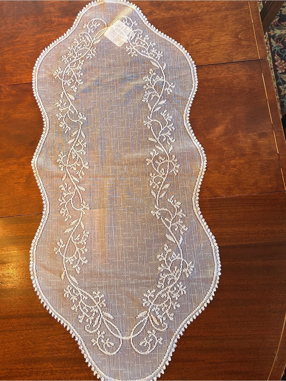 Heritage Lace Sheer Divine White Embroidery Table Runner NWT